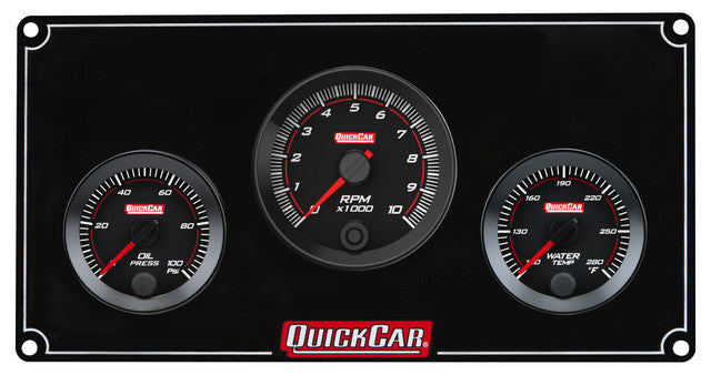 QuickCar Racing Products QRP65-2031 RedLine Gauge Panel Assembly with Oil Pressure, Water Temperature, and Tachometer - Black Face Aluminum