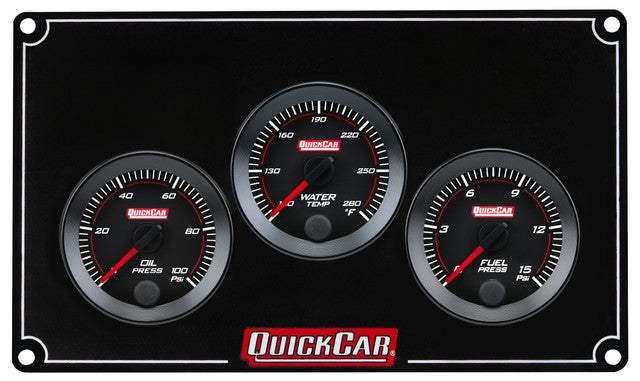 QuickCar Racing Products QRP65-3012 RedLine Gauge Panel Assembly with Oil Pressure, Water Temperature, and Fuel Pressure Gauges