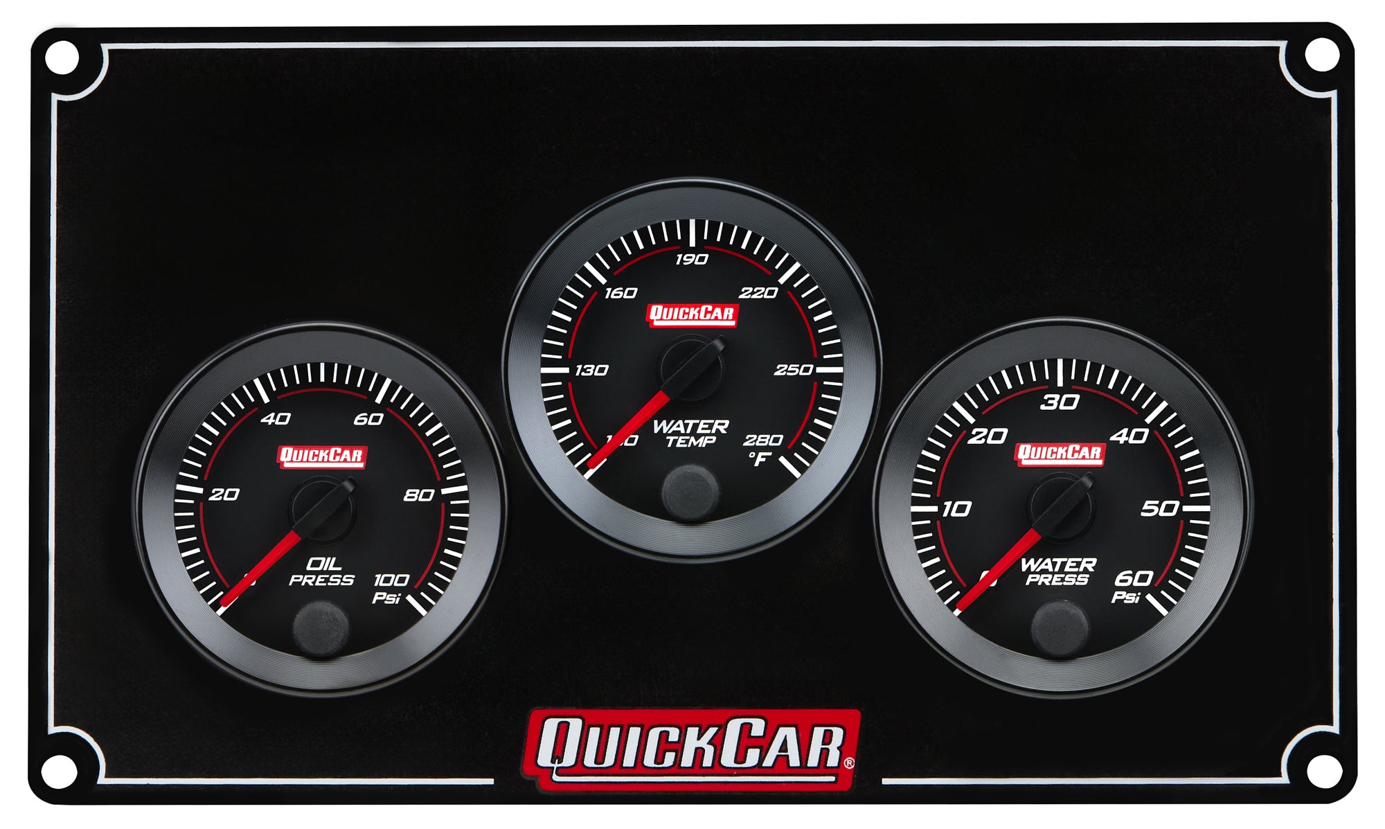 QuickCar Racing Products QRP65-3016 RedLine Gauge Panel Assembly with Oil Pressure, Water Temperature, and Water Pressure Gauges