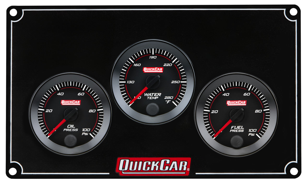 QuickCar Racing Products QRP65-3018 RedLine Gauge Panel Assembly with Oil Pressure, Water Temperature, and Fuel Pressure Gauges