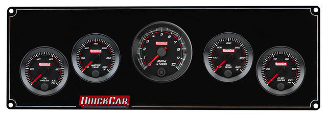 QuickCar Racing Products QRP65-4052 RedLine Panel 2-1/16-inch Gauge Assembly with Oil Pressure, Water Temperature, Oil Temperature, Fuel Pressure, and Tachometer