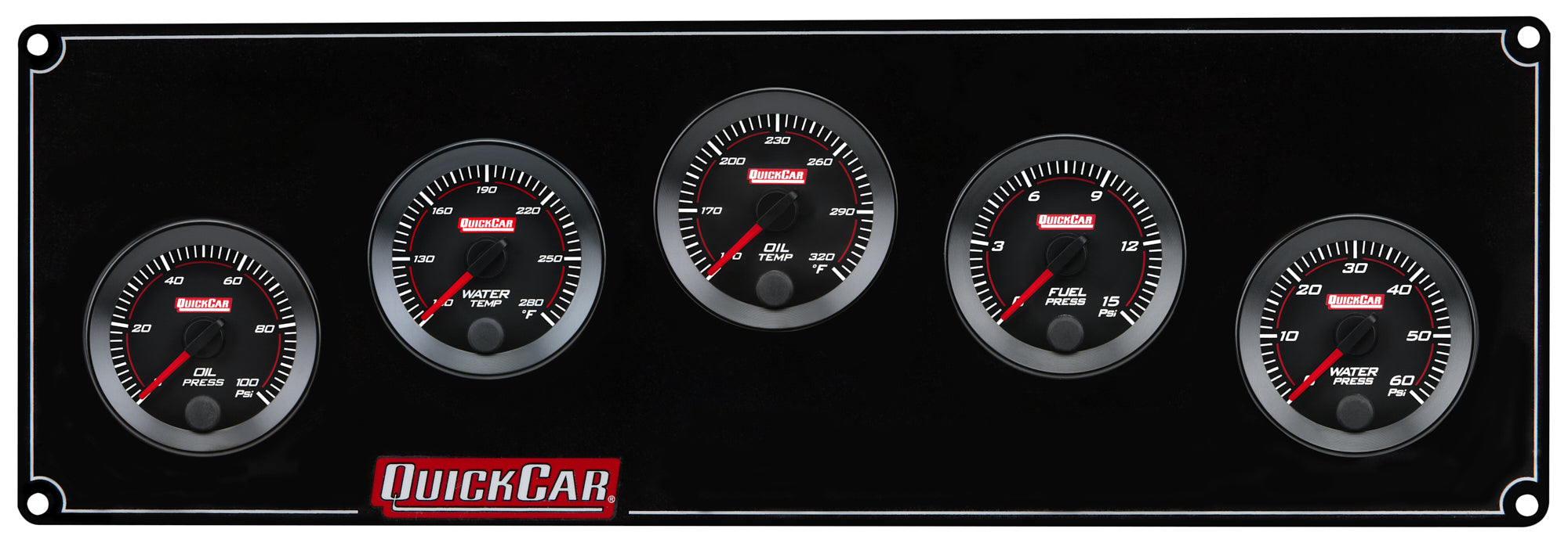 QuickCar Racing Products QRP65-5036 RedLine Panel 2-1/16 Inch Oil Pressure, Water Temperature, Oil Temperature, Fuel Pressure, and Water Pressure Gauge Assembly