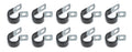 QUICKCAR RACING PRODUCTS Alum Line Clamp 5/8 Inch, Rubber Lined Steel, Set of 10