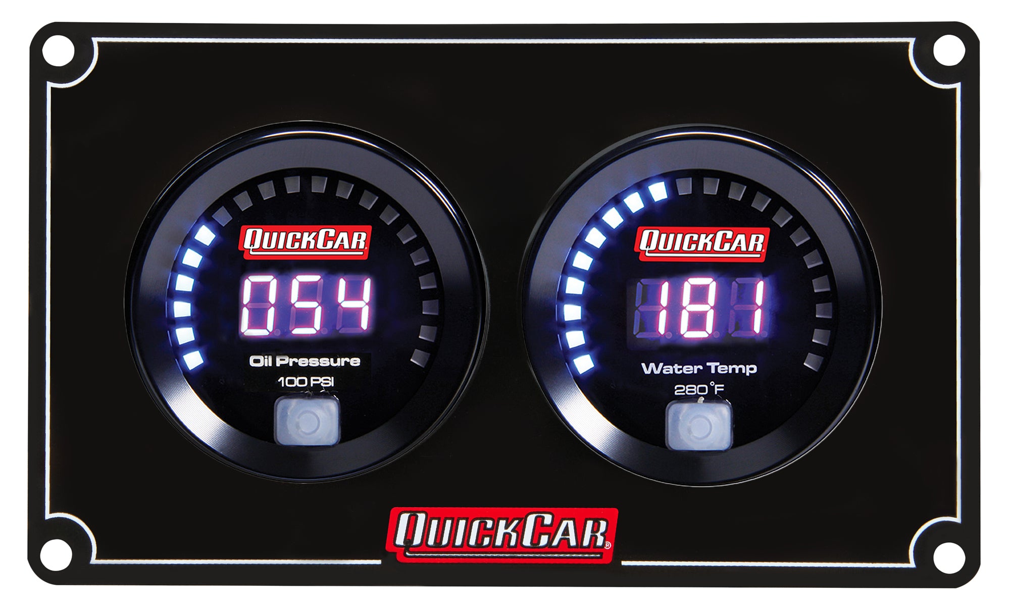 QuickCar Racing Products QRP67-2001 Digital 2-Gauge Panel Assembly for Oil Pressure and Water Temperature in Black Face Finish