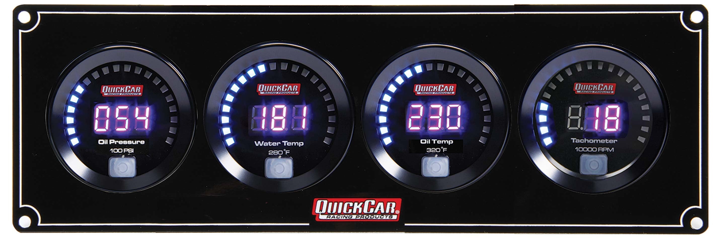 QuickCar Racing Products Digital 3-1 Gauge Panel Kit with Oil Pressure, Water Temperature, Oil Temperature, and Tachometer, Black Face