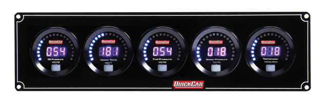 QuickCar Racing Products Digital 4-1 Gauge Panel Assembly with Oil Pressure, Water Temperature, Fuel Pressure, and Water Pressure Gauges