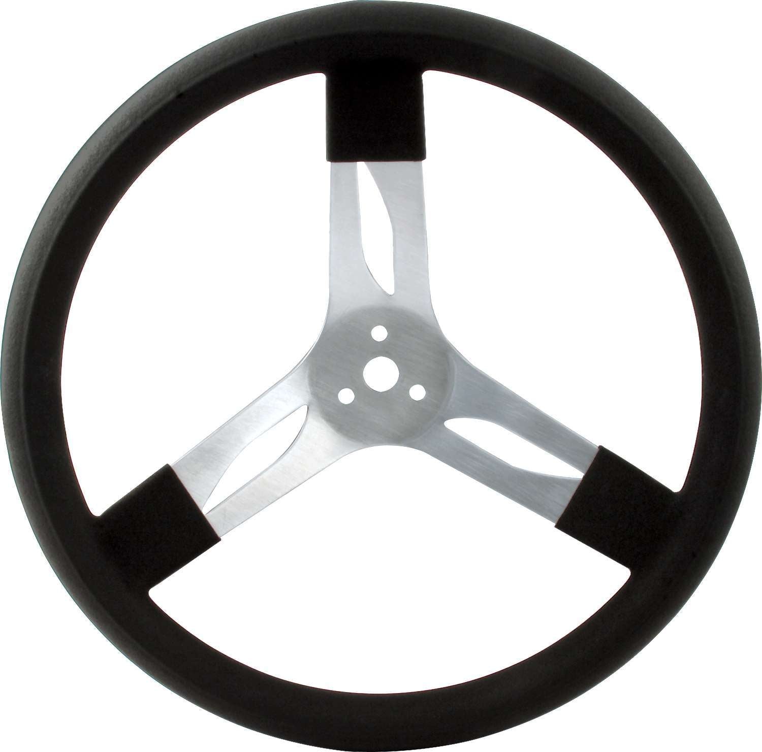 QuickCar Racing Products 68-001 15-Inch Aluminum Steering Wheel with Black Rubberized Grip and 3-Spoke Design