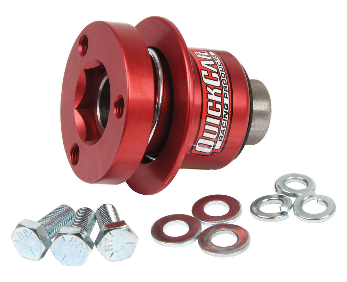 QuickCar Racing Products QRP68-012 Steering Wheel Quick Release Kit with 360 Degree Hex Lock in Aluminum Red Anodized Finish