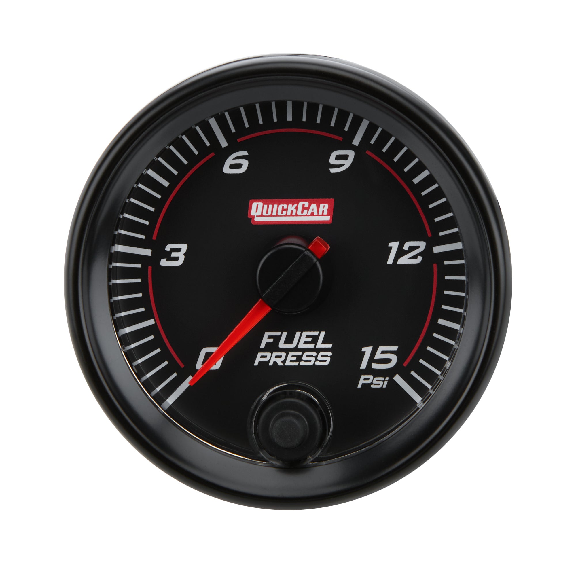 QuickCar Racing Products QRP69-000 Redline Fuel Pressure Gauge 0-15 PSI Electric Analog with Full Sweep 2-5/8 Inch Diameter Black Face