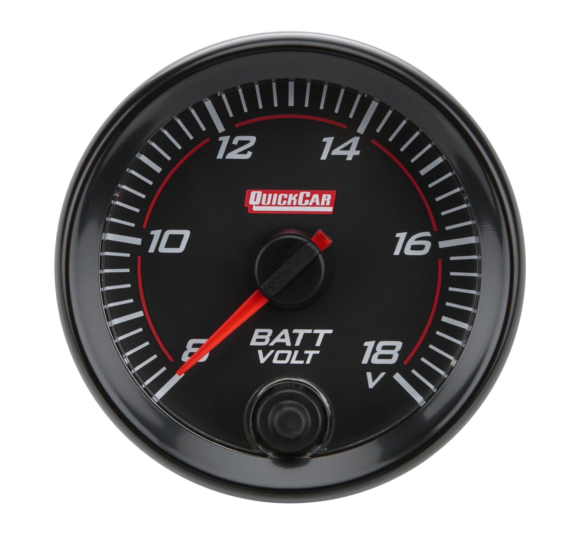 QUICKCAR RACING PRODUCTS 69-007 Redline Gauge Voltmeter, 8-18V, Analog, Full Sweep, 2-5/8 Inch Diameter, Black Face