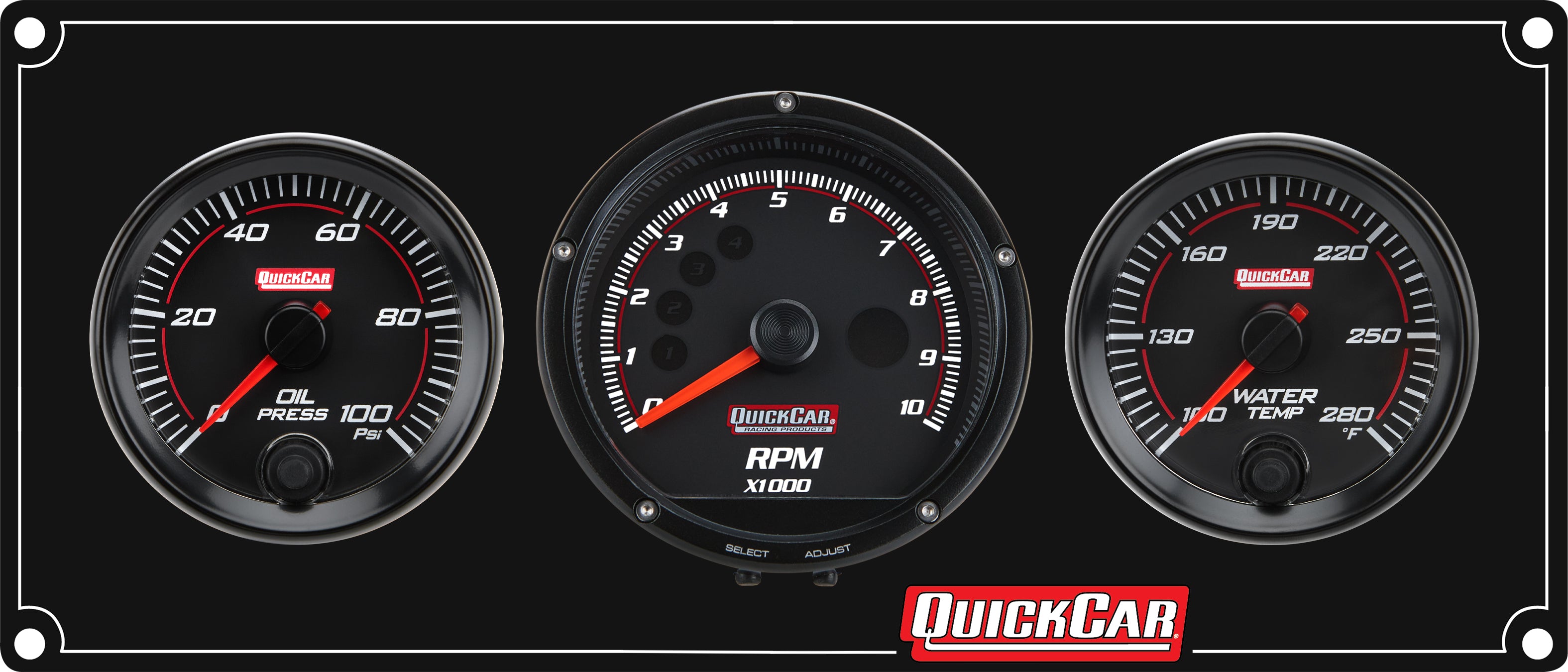 QuickCar Racing Products QRP69-2031 Redline 2-1 Gauge Panel Assembly with Oil Pressure, Water Temperature, and Recall Tachometer