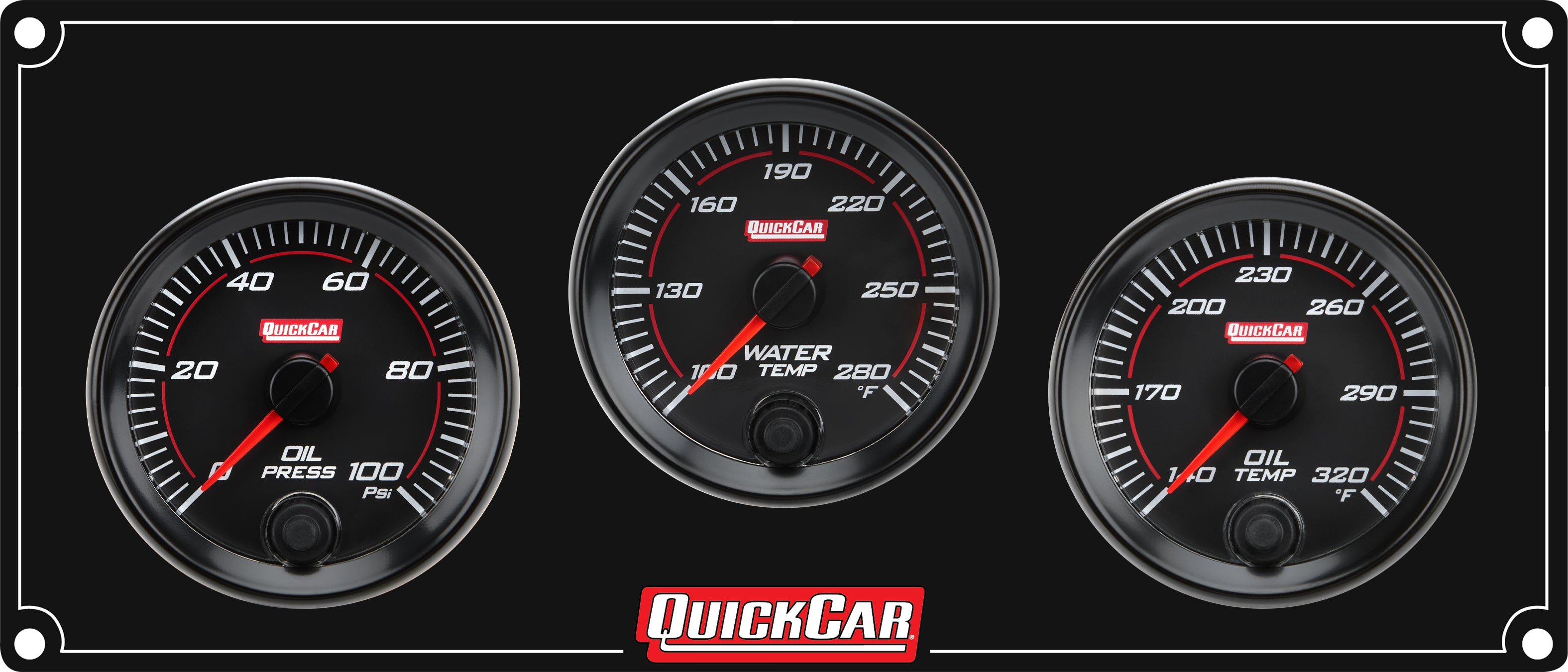 QuickCar Racing Products QRP69-3011 Redline Gauge Panel Assembly with Oil Pressure, Oil Temperature, and Water Temperature Gauges