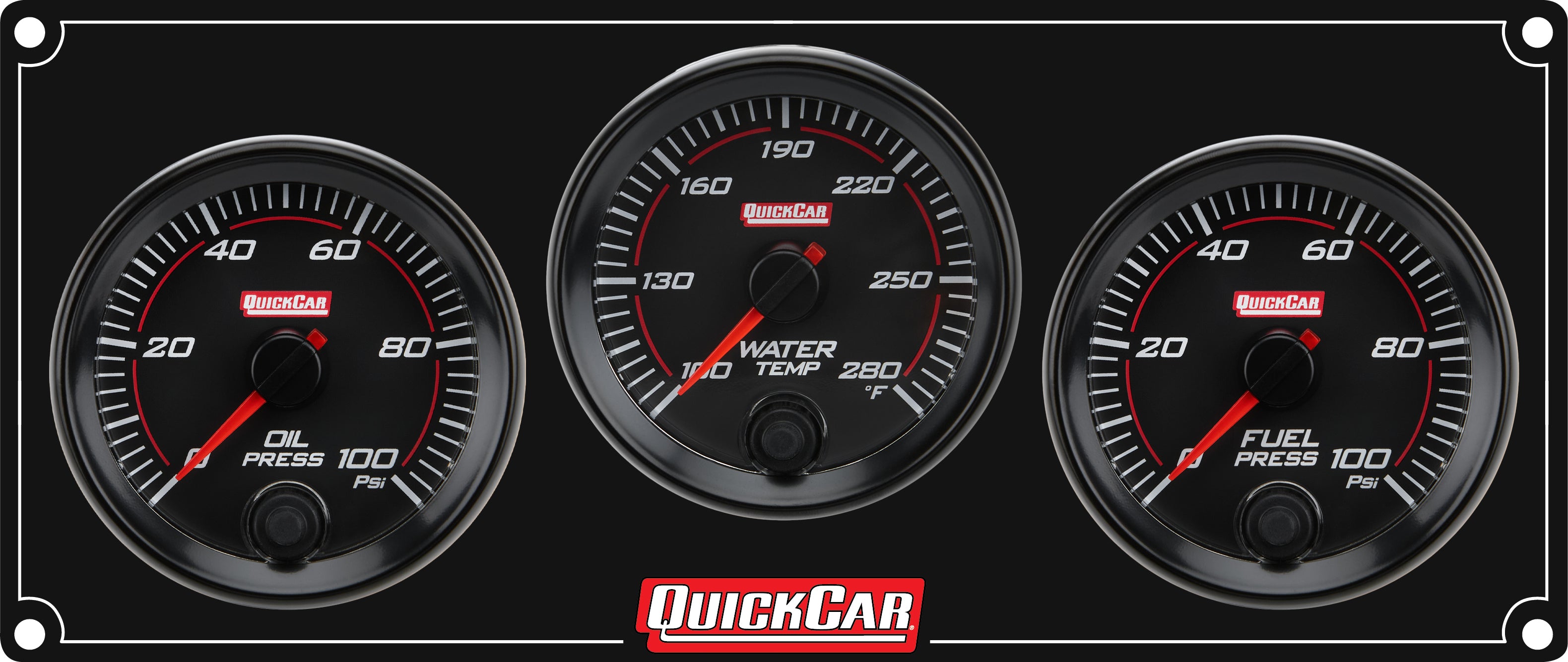 QuickCar Racing Products QRP69-3018 RedLine Oil Pressure, Water Temperature, Fuel Pressure Gauge Panel Kit