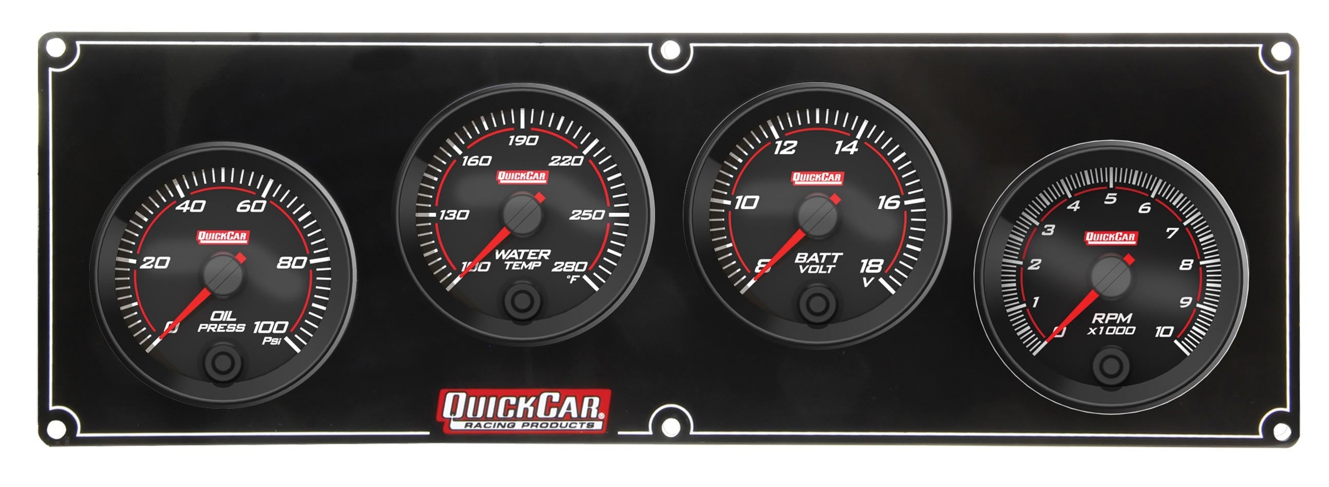 QuickCar Racing Products QRP69-3247 Redline 3-1 Gauge Panel Assembly with Oil Pressure, Water Temperature, Volt, and Tachometer, 2-5/8 Inch Diameter, Black Face