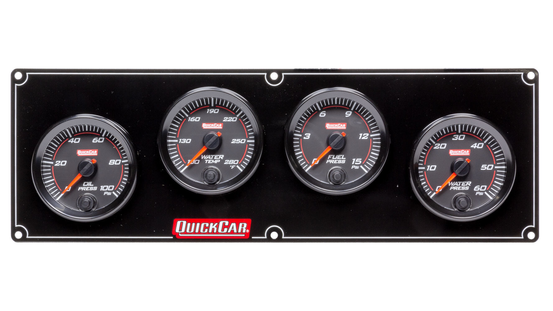 QuickCar Racing Products QRP69-4026 Redline 4-Gauge Panel Assembly with Fuel, Oil, Water Temperature, and Water Pressure Gauges