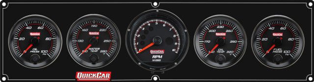 QuickCar Racing Products QRP69-4052 RedLine Gauge Panel Assembly with Oil Pressure, Water Temperature, Fuel Pressure, Oil Temperature, and Tachometer