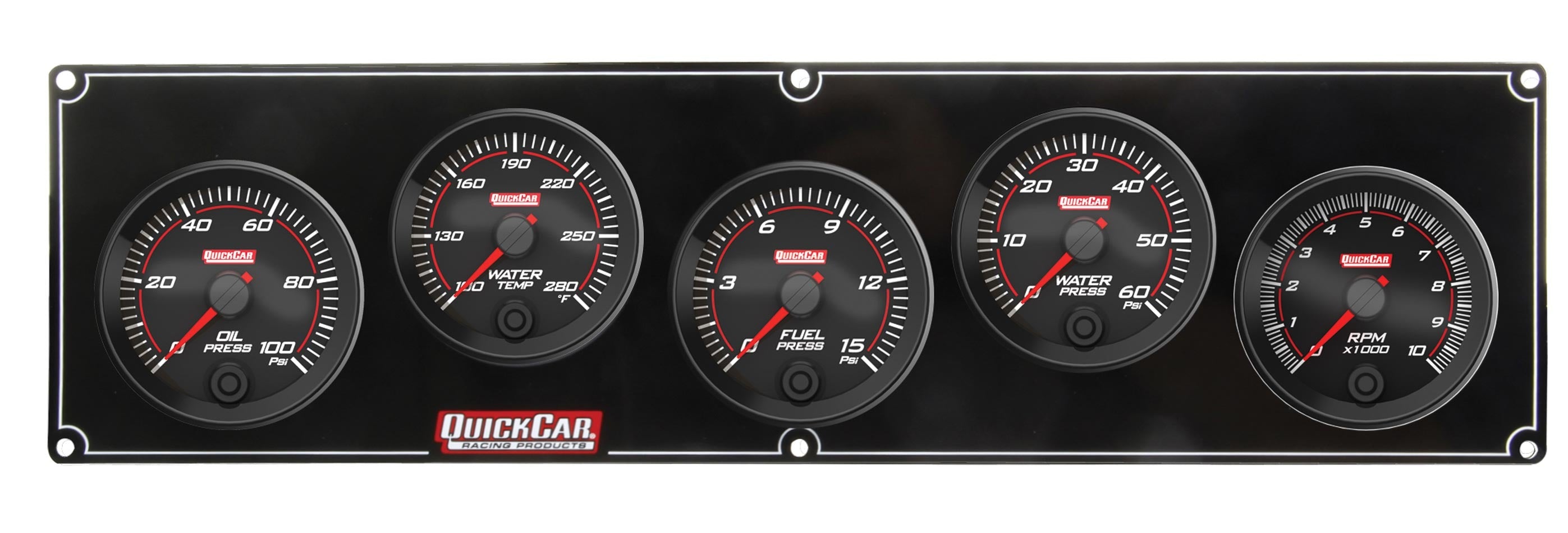 QuickCar Racing Products 69-4256 Redline 4-in-1 Gauge Panel with Tachometer, 2-5/8 Inch Diameter, Black Face