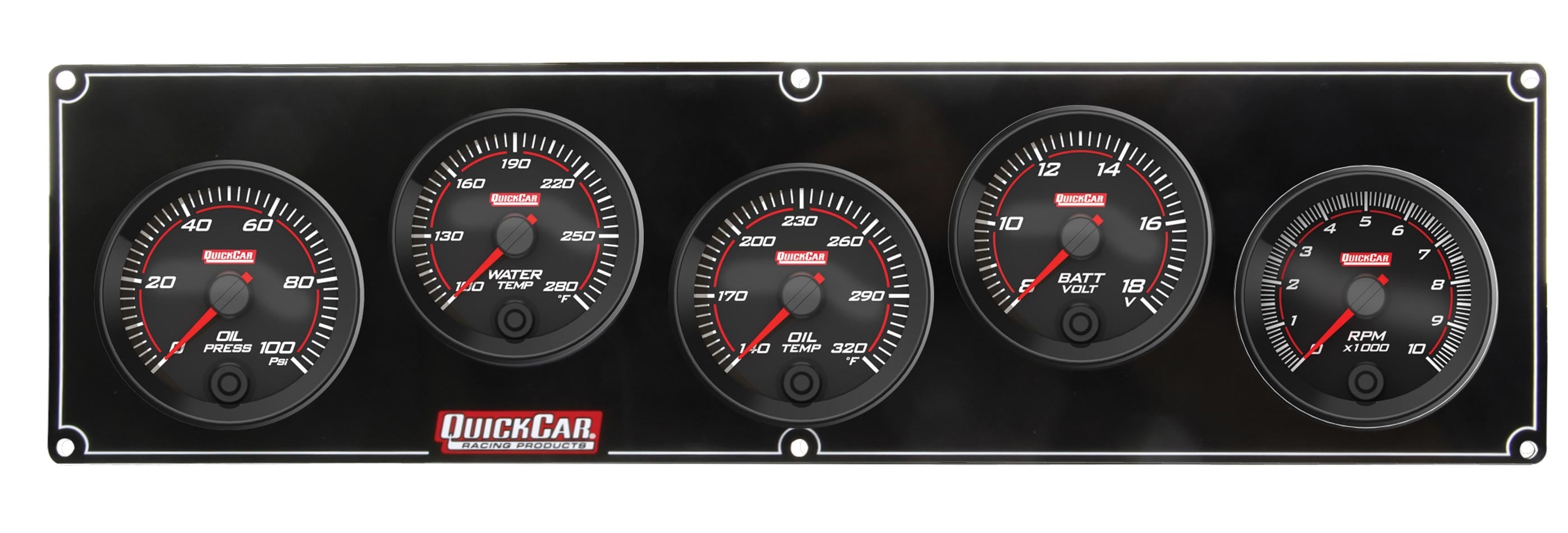 QuickCar Racing Products QRP69-4257 Redline 4-Inch Gauge Panel Assembly with Oil Pressure, Oil Temperature, Tachometer, Volt, Water Temperature