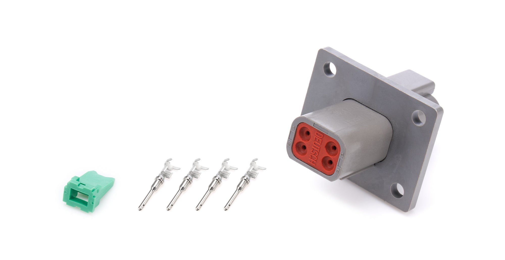QUICKCAR RACING PRODUCTS 71-347 Deutsch 4-Pin Male Connector with Flange and Wedge Locks