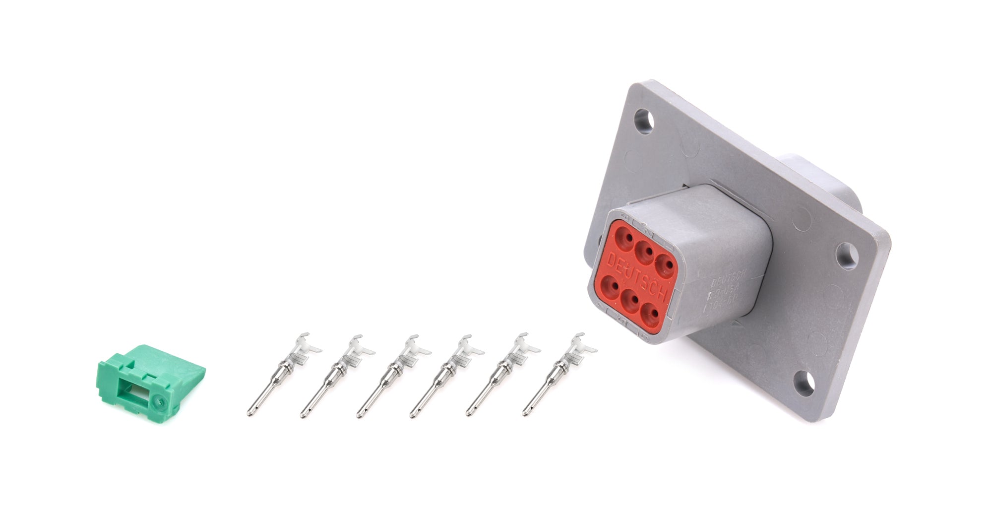 QUICKCAR RACING PRODUCTS QRP71-367 Deutsch 6-Pin Male Electrical Connector with Flange and Wedge Locks