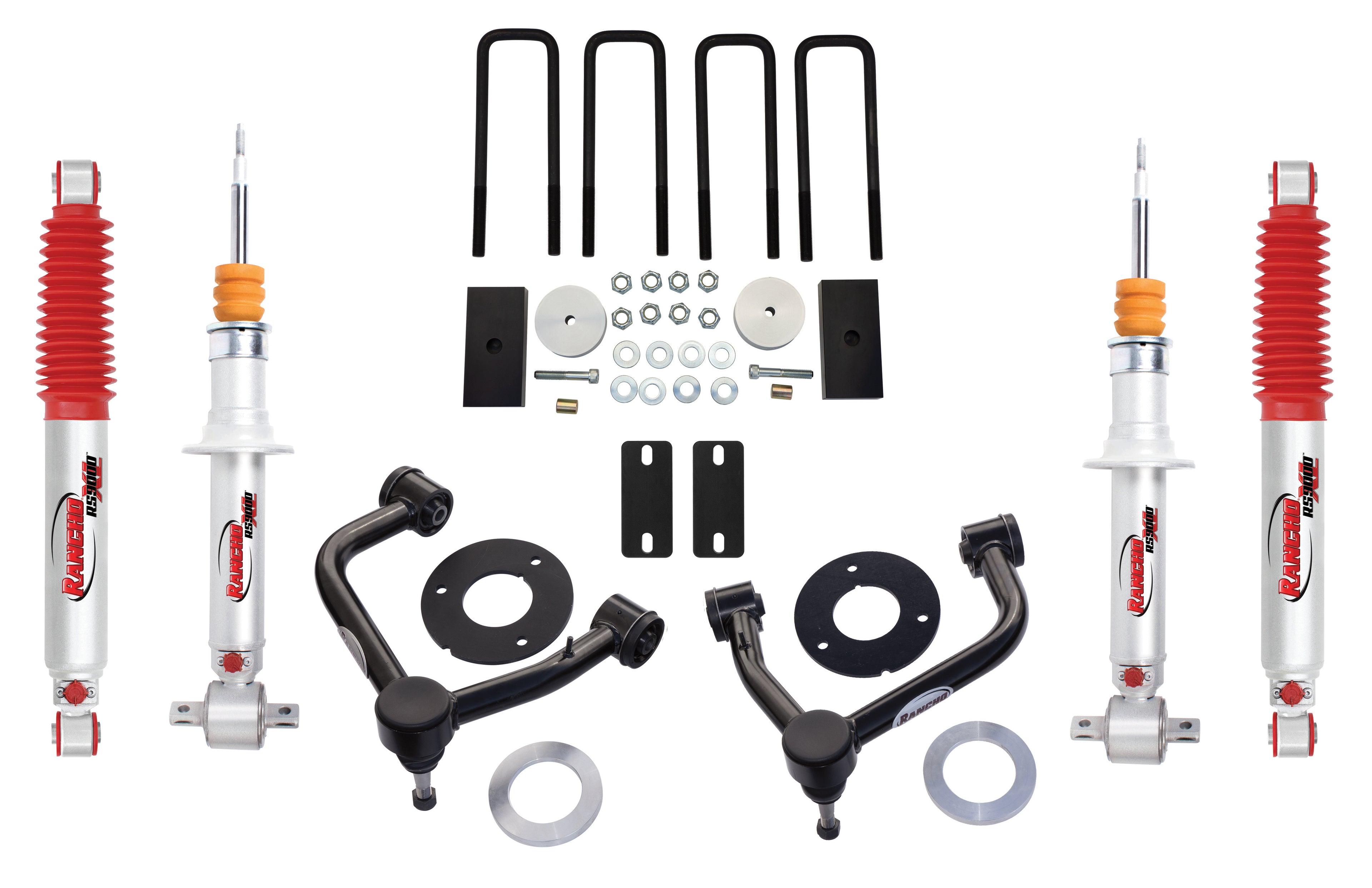 RANCHO RS66311R9 Suspension Leveling Kit for GM Silverado 1500, 3 Inch Lift with Control Arms and Shocks