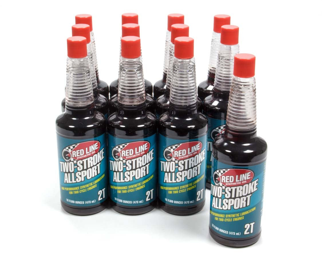Redline Oil 40803 Two Stroke Allsport Synthetic Oil 16 oz Bottle, Set of 12