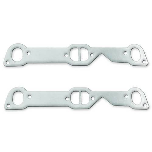 Remflex Exhaust Gasket for Pontiac V8 326-455 with 1.125 x 1.938 D Center Port and 1.500 x 1.938 Oval End Port, Graphite, Pair