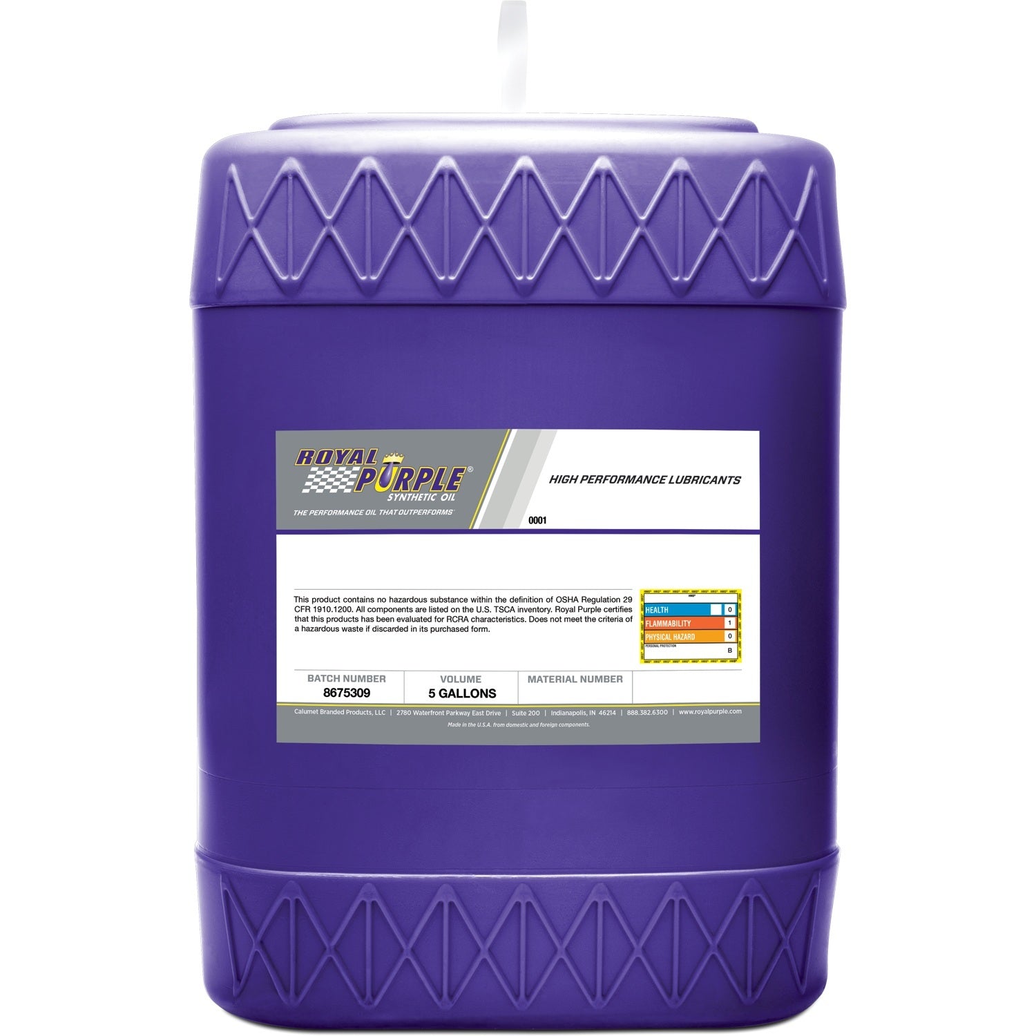 Royal Purple 05130 Synthetic Motor Oil 10W-30, 5-Gallon Jug