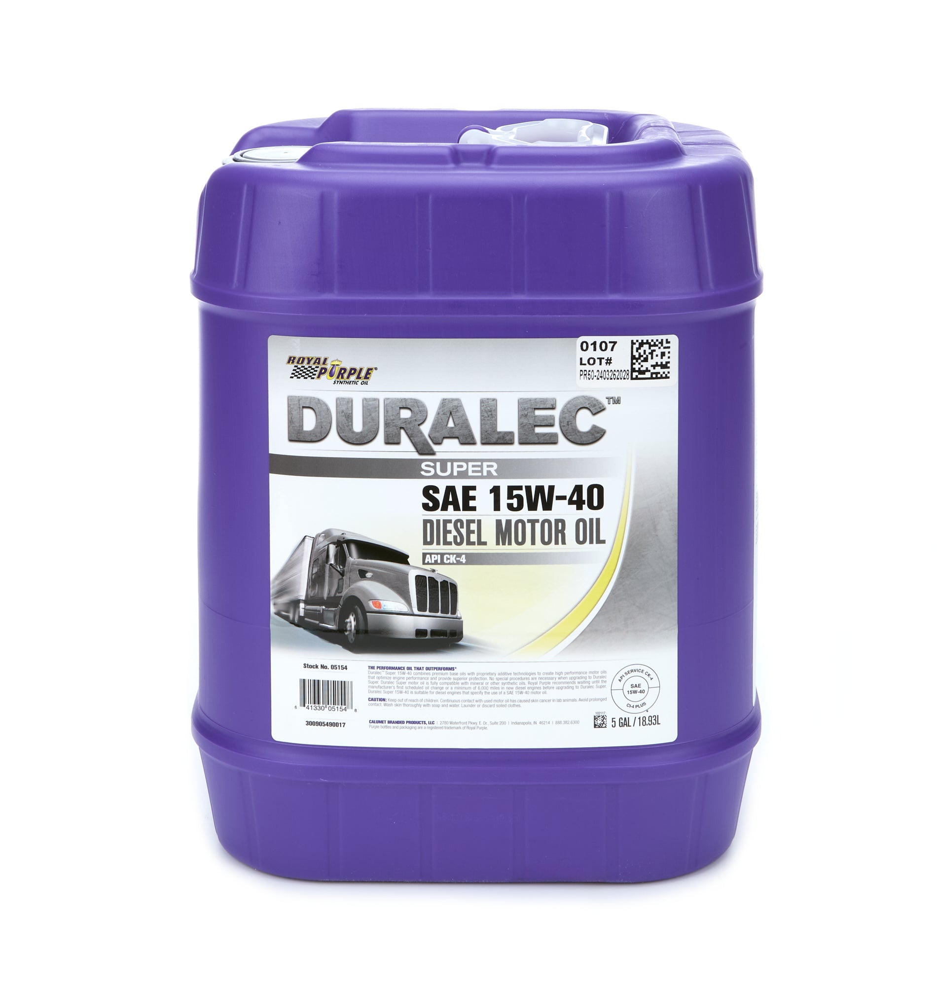 Royal Purple ROY05154 Synthetic Motor Oil 15W-40, 5-Gallon Jug