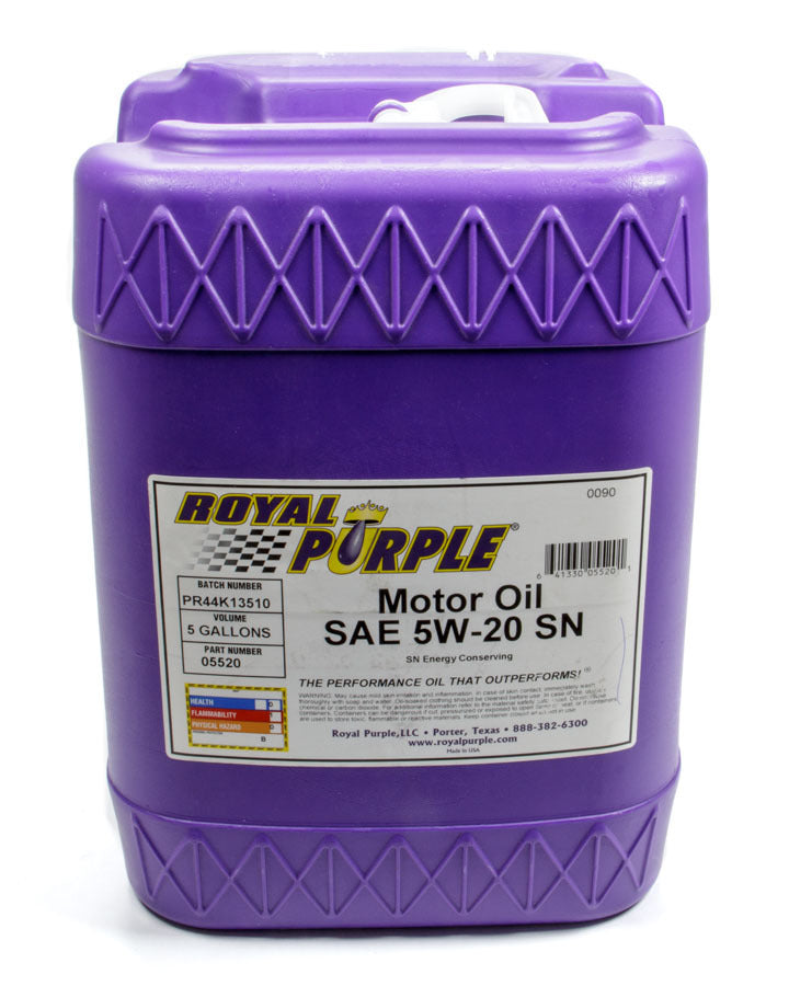 Royal Purple 05520 Multi-Grade 5W20 Synthetic Motor Oil, 5-Gallon Jug