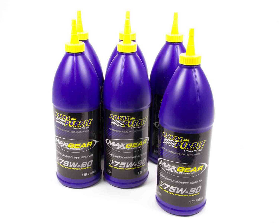 Royal Purple 06300 Max Gear Oil 75W90 with Limited Slip Additive, Synthetic Gear Lubricant, 1 Quart Bottle (Set of 6)