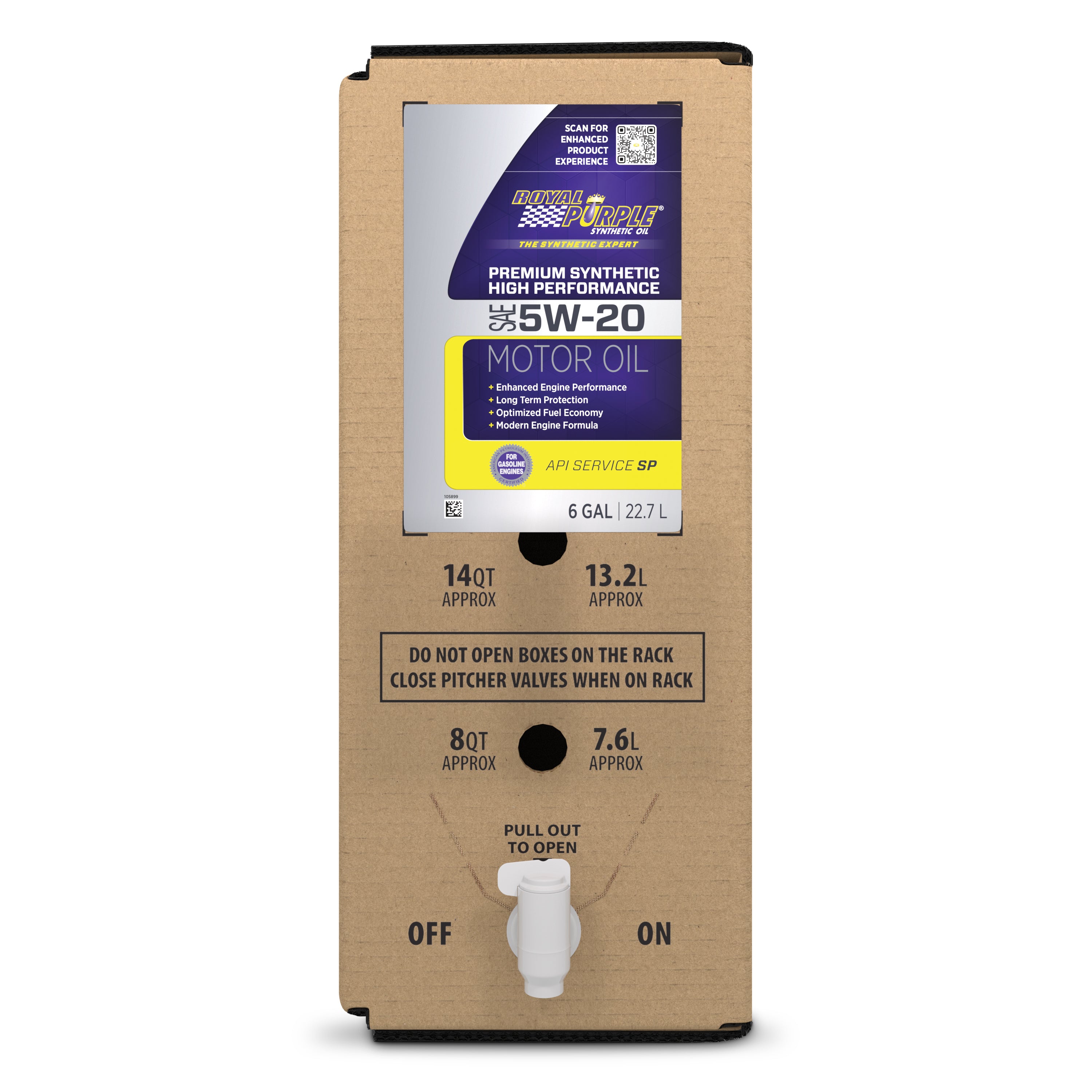 Royal Purple 60520 Multi-Grade 5W20 Synthetic Motor Oil, 6 Gallon Box