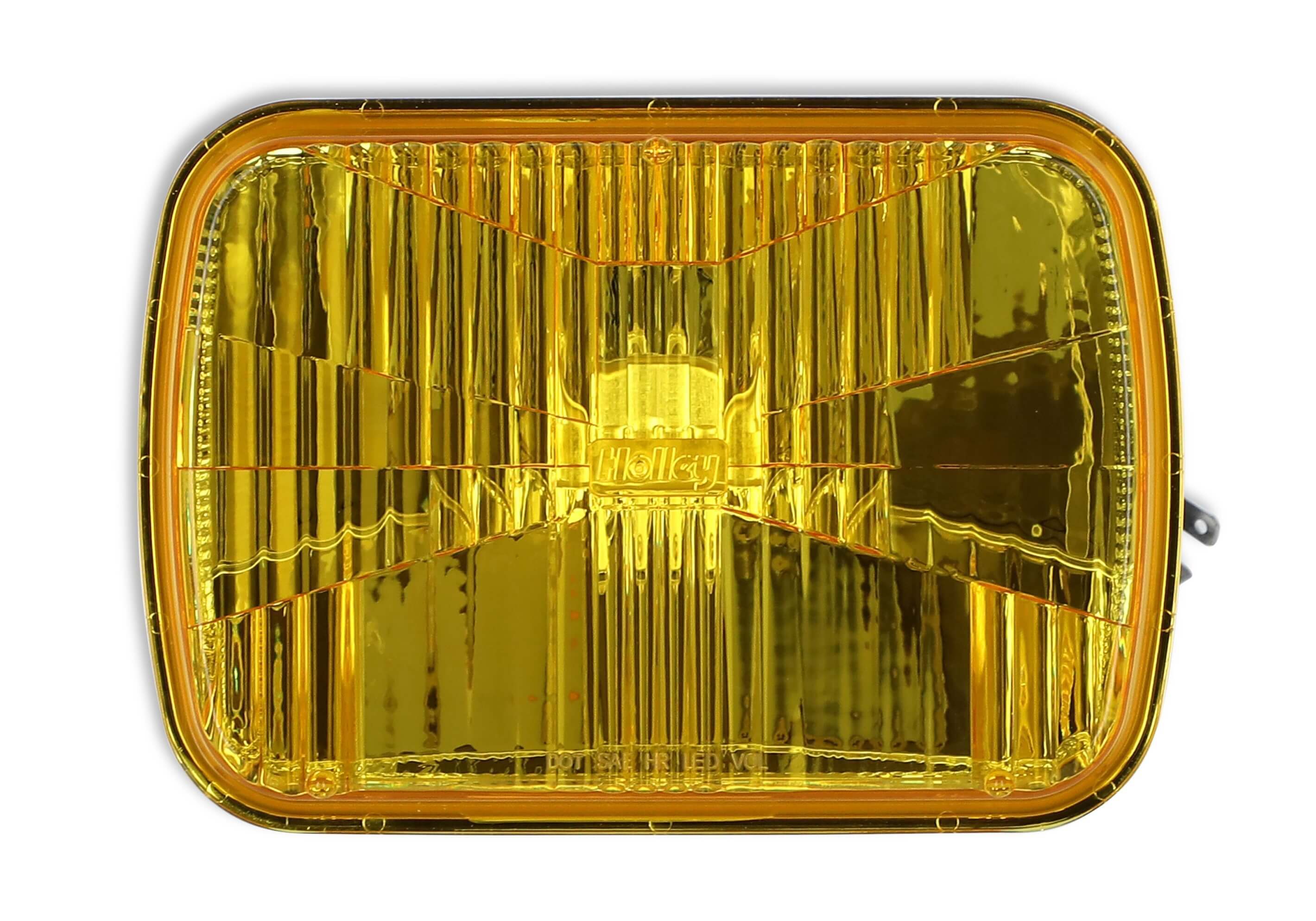 Holley RetroBright LFRB110 LED Sealed Beam Headlight with Yellow Lens, 5 Inch Tall x 7 Inch Wide