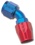 Russell #610090 Full Flow 45 Degree Hose End Fitting for 6 AN Hose, Aluminum Blue/Red Anodized