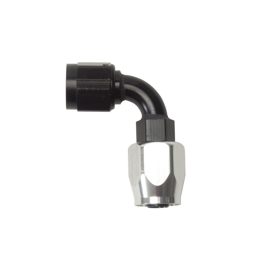 Russell 610163 #6 90 Degree Full Flow Hose End Fitting Aluminum Black and Silver Anodized