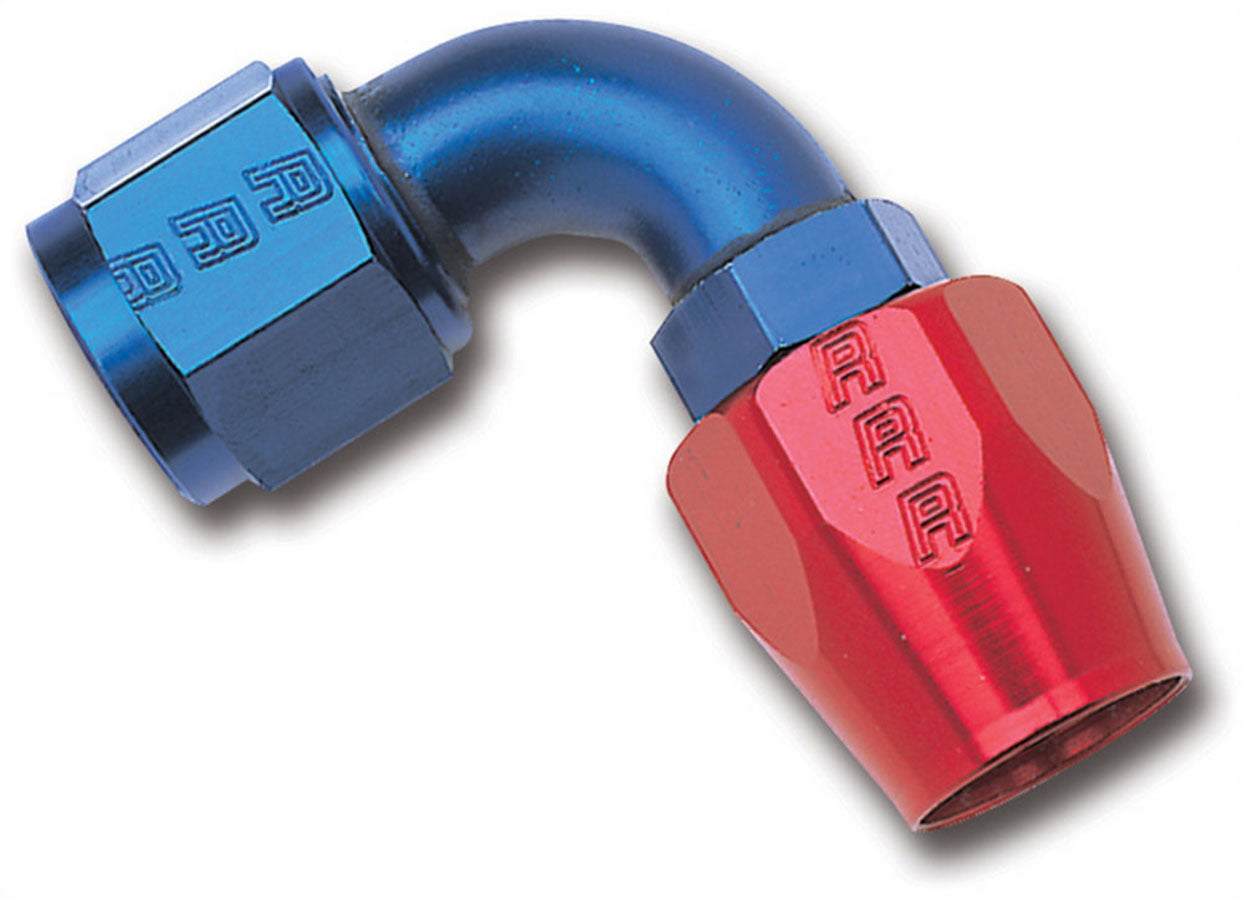 Russell #610180 10 AN 90 Degree Hose End Fitting Aluminum Blue and Red Anodized