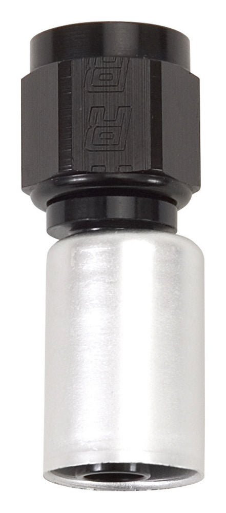 Russell 610463 #6 Straight Crimp-On Hose Fitting for 6 AN Hose, Aluminum Black and Silver Anodized