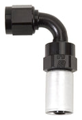Russell #610483 6 AN 90 Degree Crimp-On Hose Fitting Aluminum Black and Silver Anodized