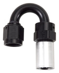 Russell #610513 6AN 180 Degree Crimp-On Hose End Fitting Aluminum Black and Silver Anodized