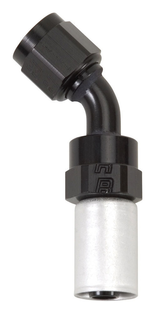 Russell #12 45 Degree Crimp-On Hose Fitting Aluminum Anodized Black and Silver