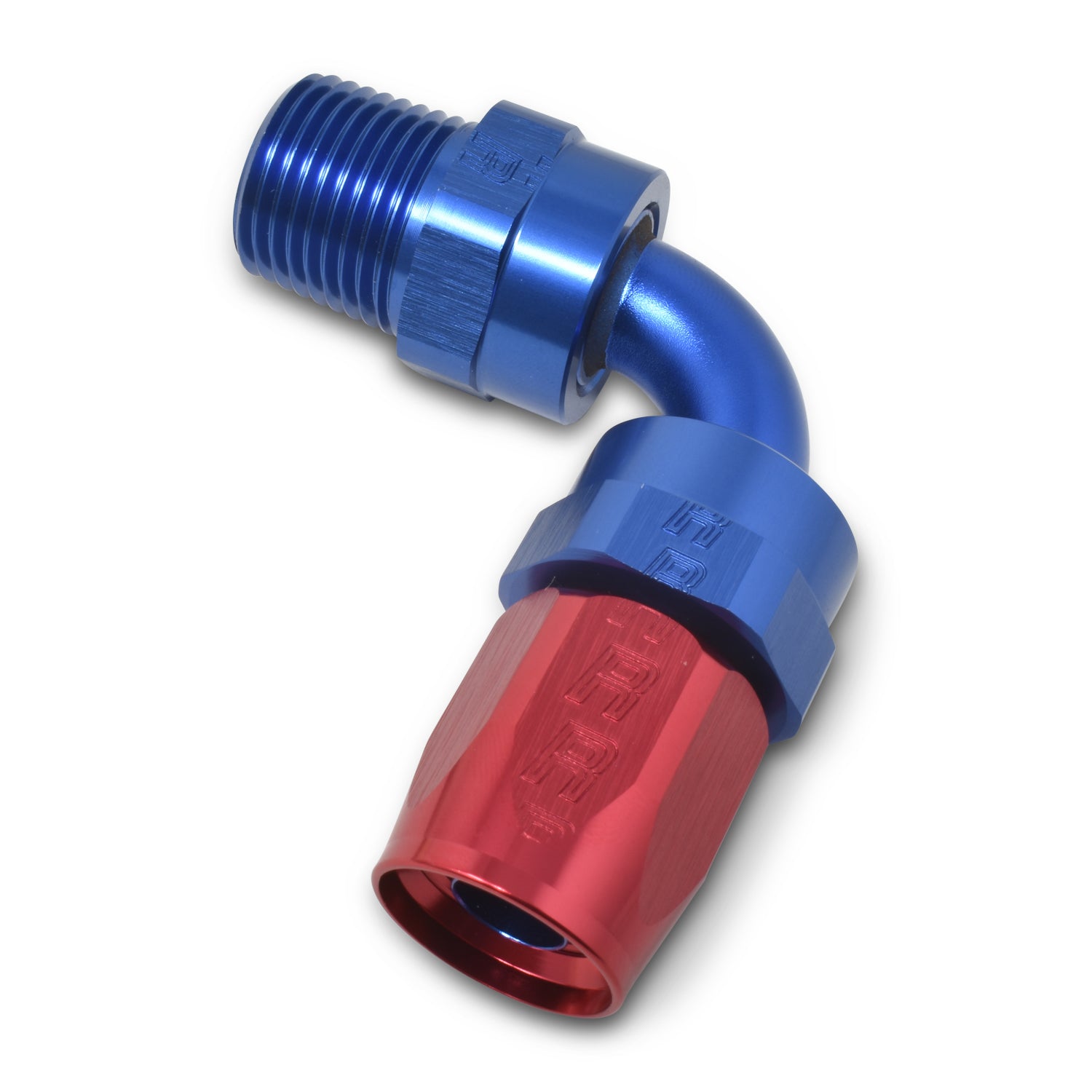 Russell 612180 ProClassic 90 Degree Hose End Fitting for 6AN Hose and 3/8 Inch NPT Male Connection, Aluminum, Blue and Red Anodized