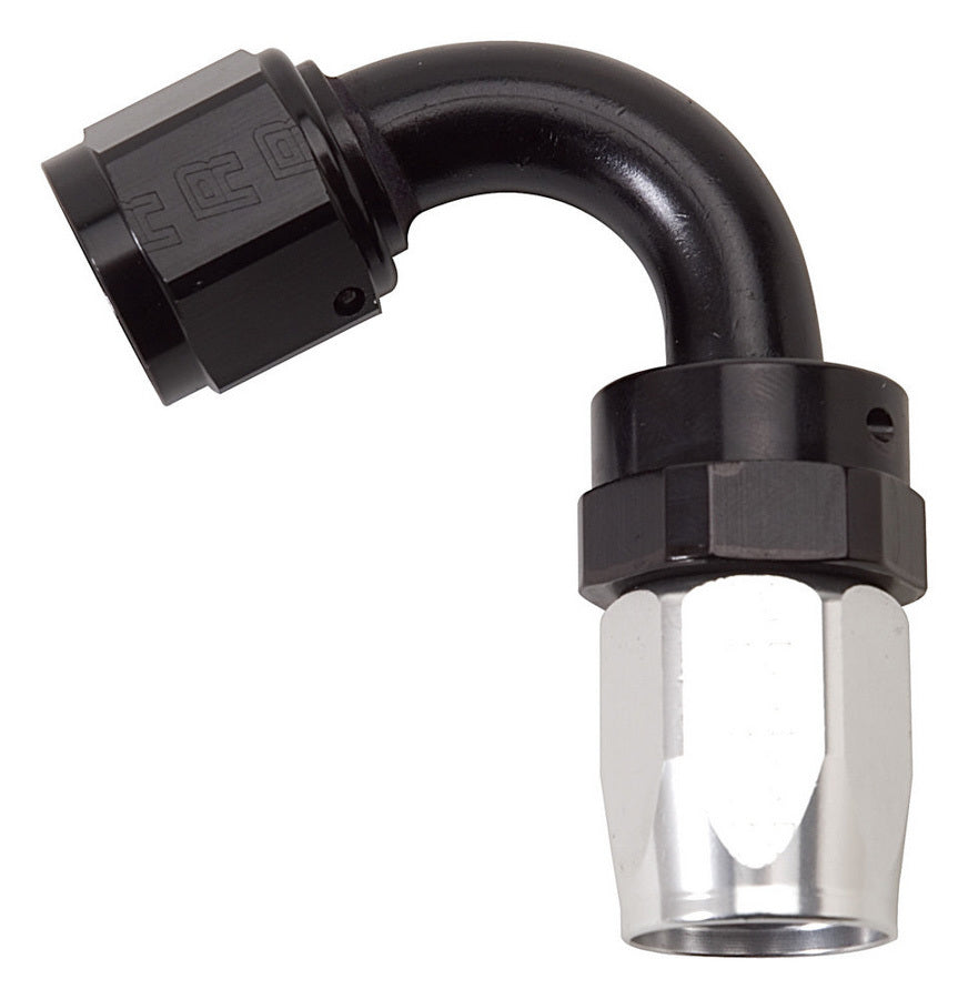 Russell 613423 10AN 120-Degree Swivel Fitting with Aluminum Construction in Black and Clear Anodized Finish