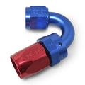 Russell 613450 ProClassic Swivel Hose End Fitting 6AN, 150 Degree, Blue and Red Anodized Aluminum