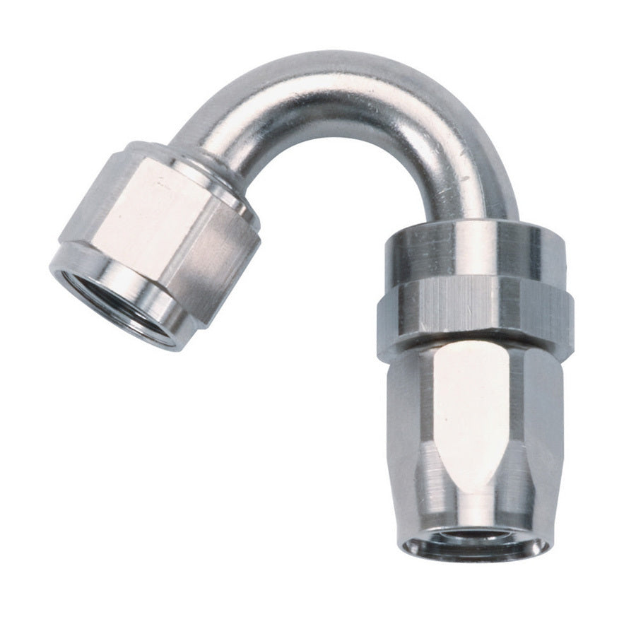 Russell 613451 ProClassic 150 Degree Hose End Fitting for 6 AN Hose, Aluminum, Nickel Anodized