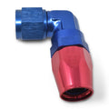 Russell 613640 ProClassic 6AN 180-Degree Hose End Fitting with Swivel, Aluminum, Blue and Red Anodized Finish