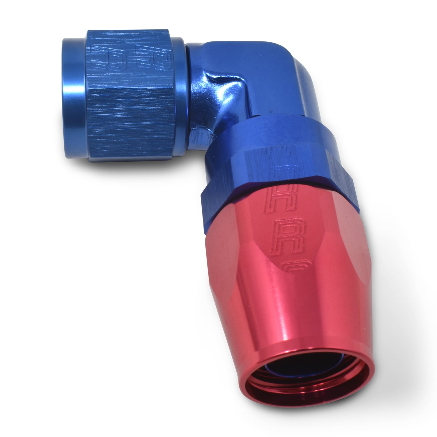 Russell 613640 ProClassic 6AN 180-Degree Hose End Fitting with Swivel, Aluminum, Blue and Red Anodized Finish