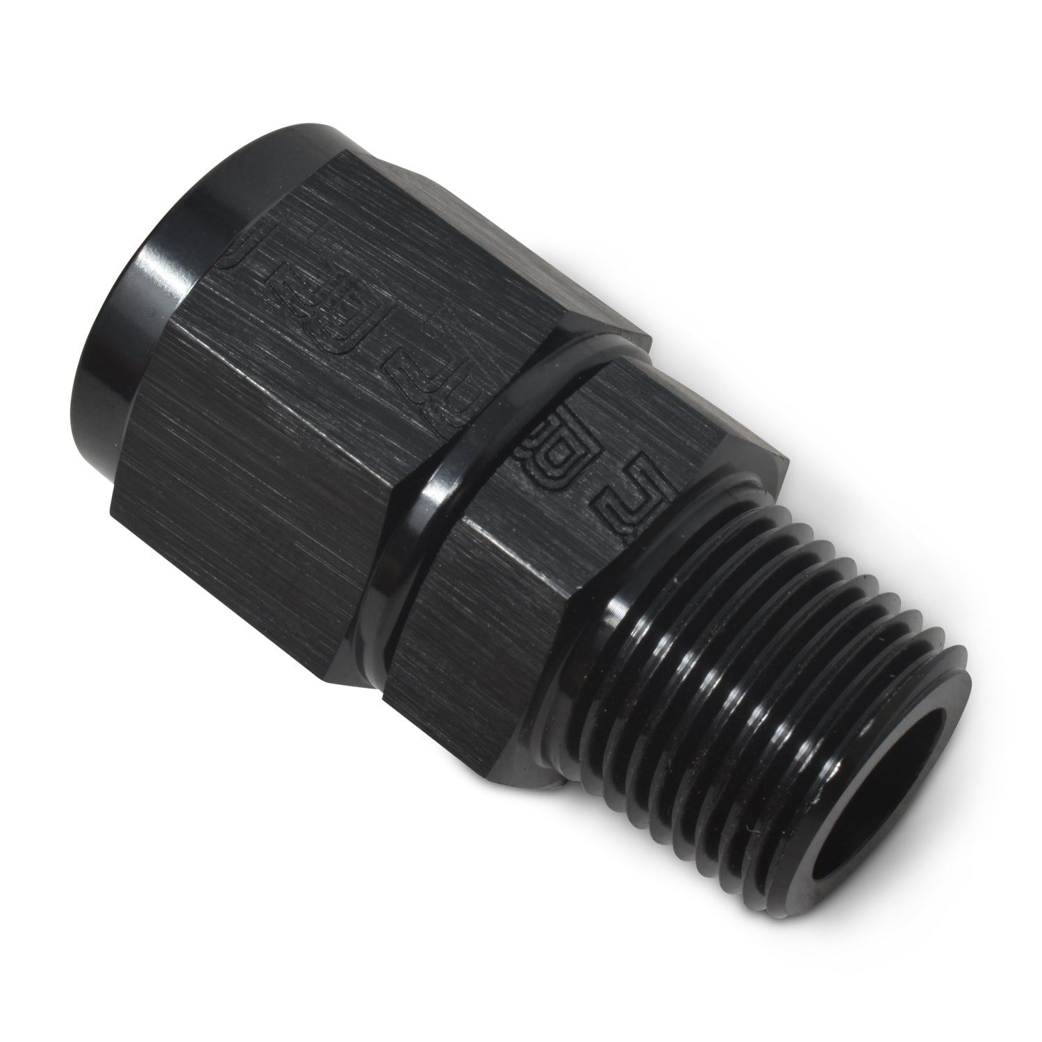 Russell 614225 6AN Female Swivel to 3/8 Inch NPT Male Straight Aluminum Fitting, Black Anodized