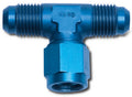 Russell 614306 6AN Female Swivel Tee Fitting in Blue Anodized Aluminum