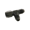 Russell 614405 6AN Tee Fitting with Female Swivel and Male Ports, Aluminum Black Anodized
