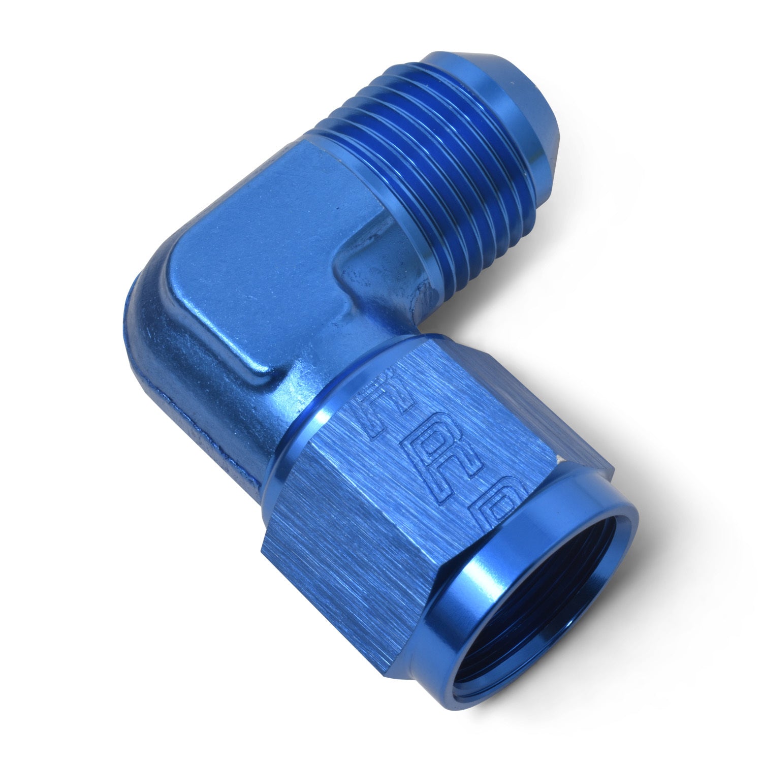 Russell 614804 4AN 90-Degree Swivel Union Fitting in Blue Anodized Aluminum